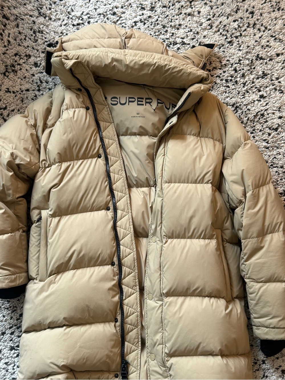 Aritzia Super Puff Long Puffer Jacket in Tan